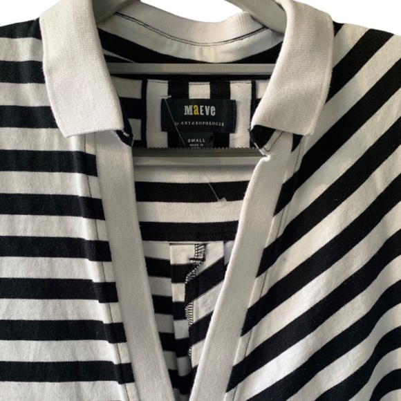Anthropologie Striped Polo Rugby Mini Dress Black and White. Small NWOT - Picture 8 of 10